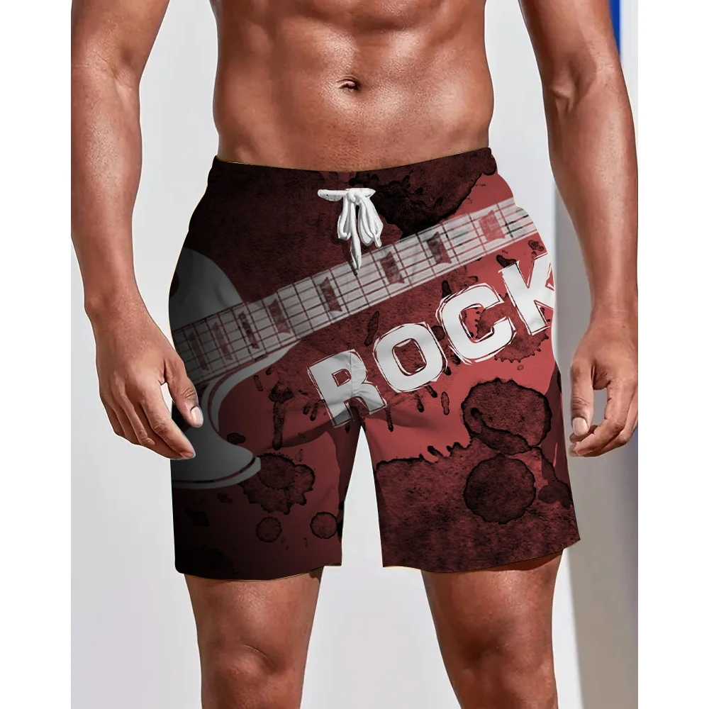 

Штаны мужские пляжные быстросохнущие, повседневные Модные курортные спортивные, для плавания, с 3D принтом рок, свободные удобные