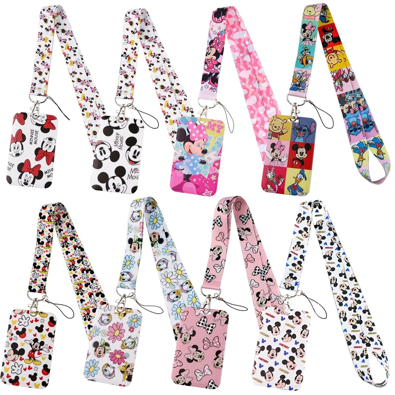 

Anime Minnie Mickey Mouse Neck Keychain Necklace Webbings Ribbons Anime Cartoon Neck Strap Lanyard ID badge Holder Lanyards