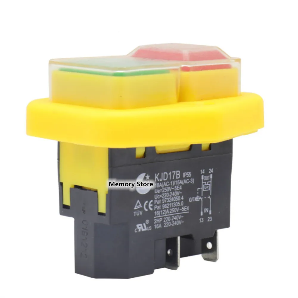 

1PC KJD17B Waterproof button switch 220V-240V 16A 4-pin power tool switch
