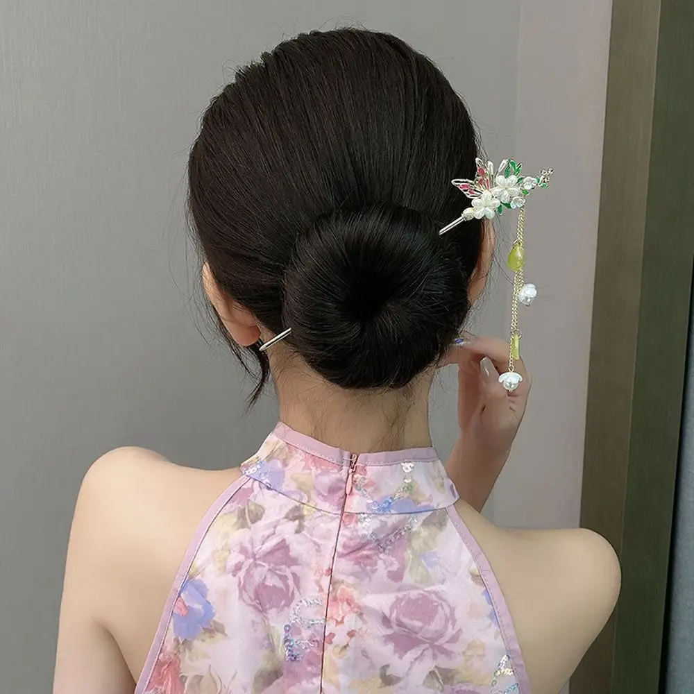 

Ornament Girls Gifts Headdress Flower Alloy Pearl Hair Fork Chinese Style Hair Clasp Girl Hairpin Women Hair Stick