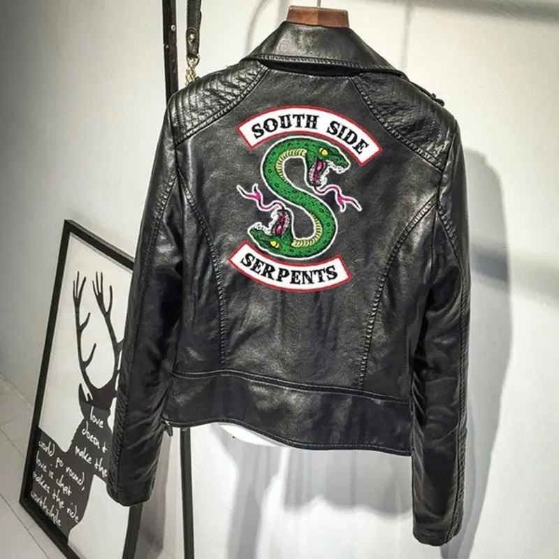 

Halloween Riverdale Jacket South Side Jacket Serpents Riverdale Southside PU Leather Jackets Snake Woman Streetwear Leather
