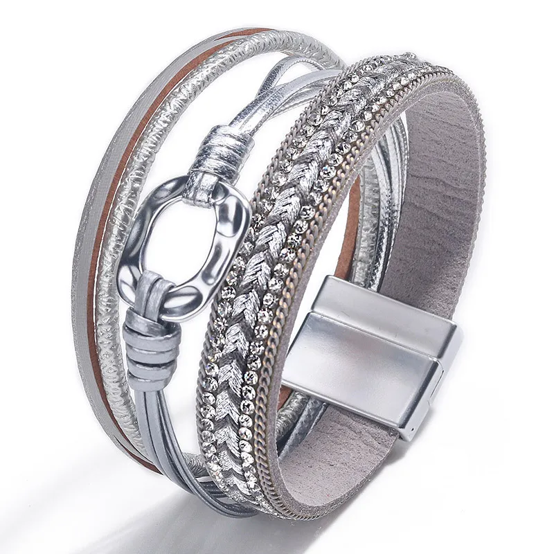 Лидер продаж Женский разнослойный браслет ручной работы женский кожаный