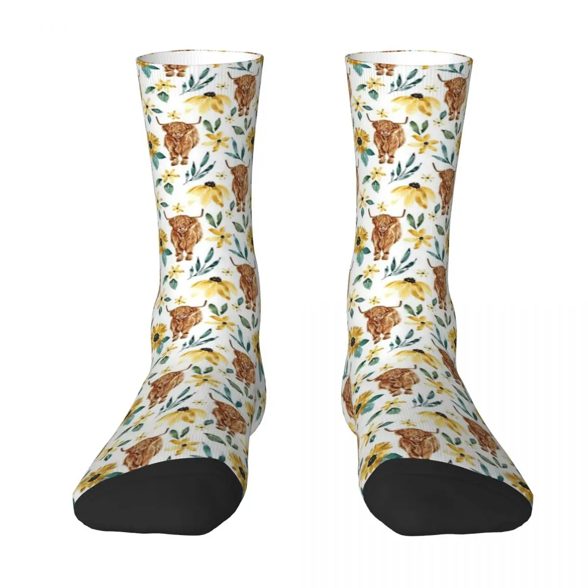 

Highland Cow And Sunflowers Socks Harajuku Sweat Absorbing Stockings All Season Long Socks Accessories for Man's Woman's Gifts