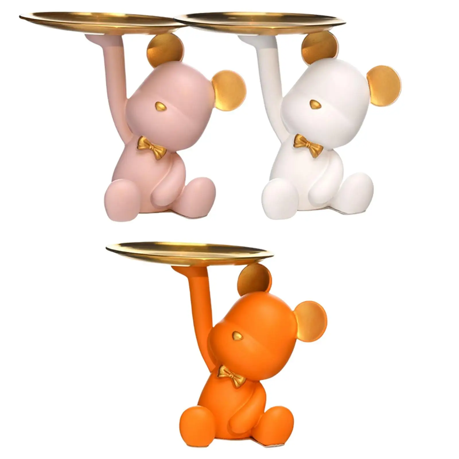 

Modern Resin Bear Figurine Cute Statue Homer Desktop Ornaments Sundries Organizer Storage Tray Jewelry Keys Porch