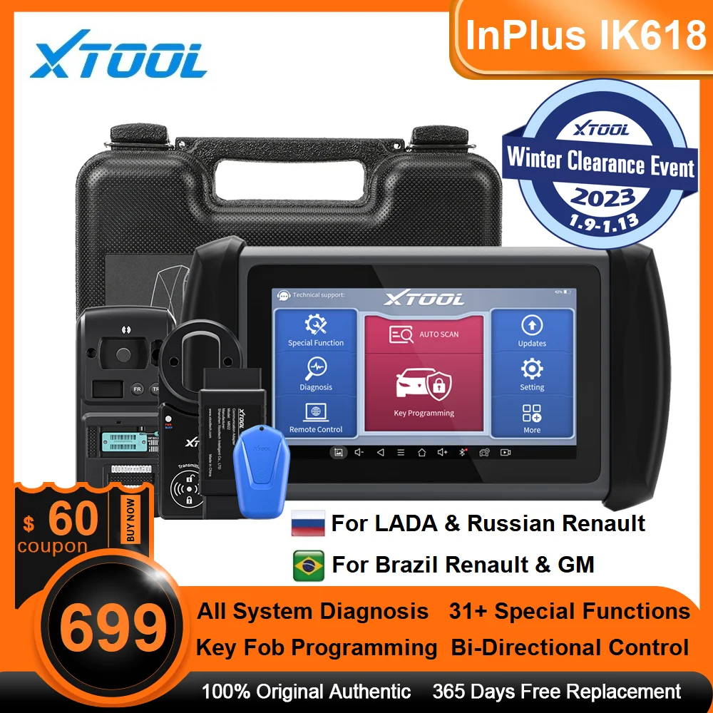 

XTOOL InPlus IK618 Key Programmer 31+ Service For Toyota/Benz/VW All Key Lost Diagnostic Tools With KC501 KS01 M822 as X100PAD3