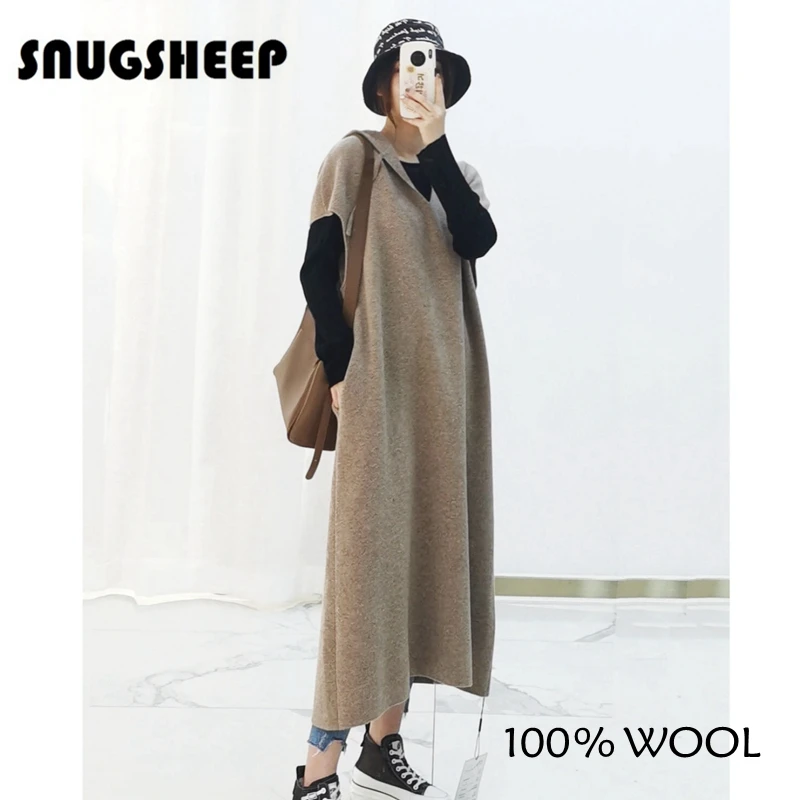 Толстовка Длинный жилет пуловер модный стиль вязаный свитер толстовки женская