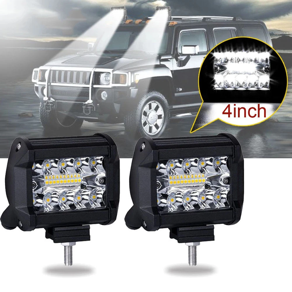 

1/2pcs 4 LED Combo Work Lights Bar Spotlight Off-road Driving Spot Flood Fog Lamp for Truck Boat SUV 12V 24V Headlight for ATV