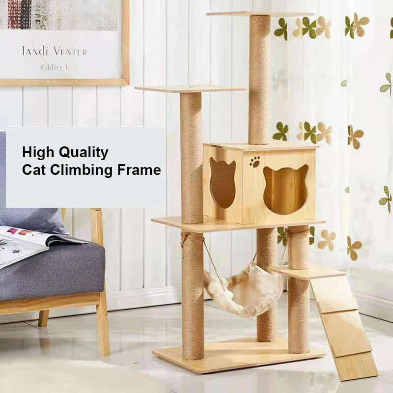 

Sisal Rope Scratching Cat Trees Grinding Paws Cat House Scratchers Wear-Resistant Cat Interaction Wood Cat Tower Cat Accessories