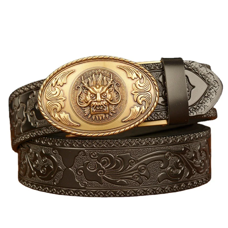 Luxury Business Male Automatic Belts Fashion Leather Belt Casual Golden Automatic Buckle Designer Men Black Belt