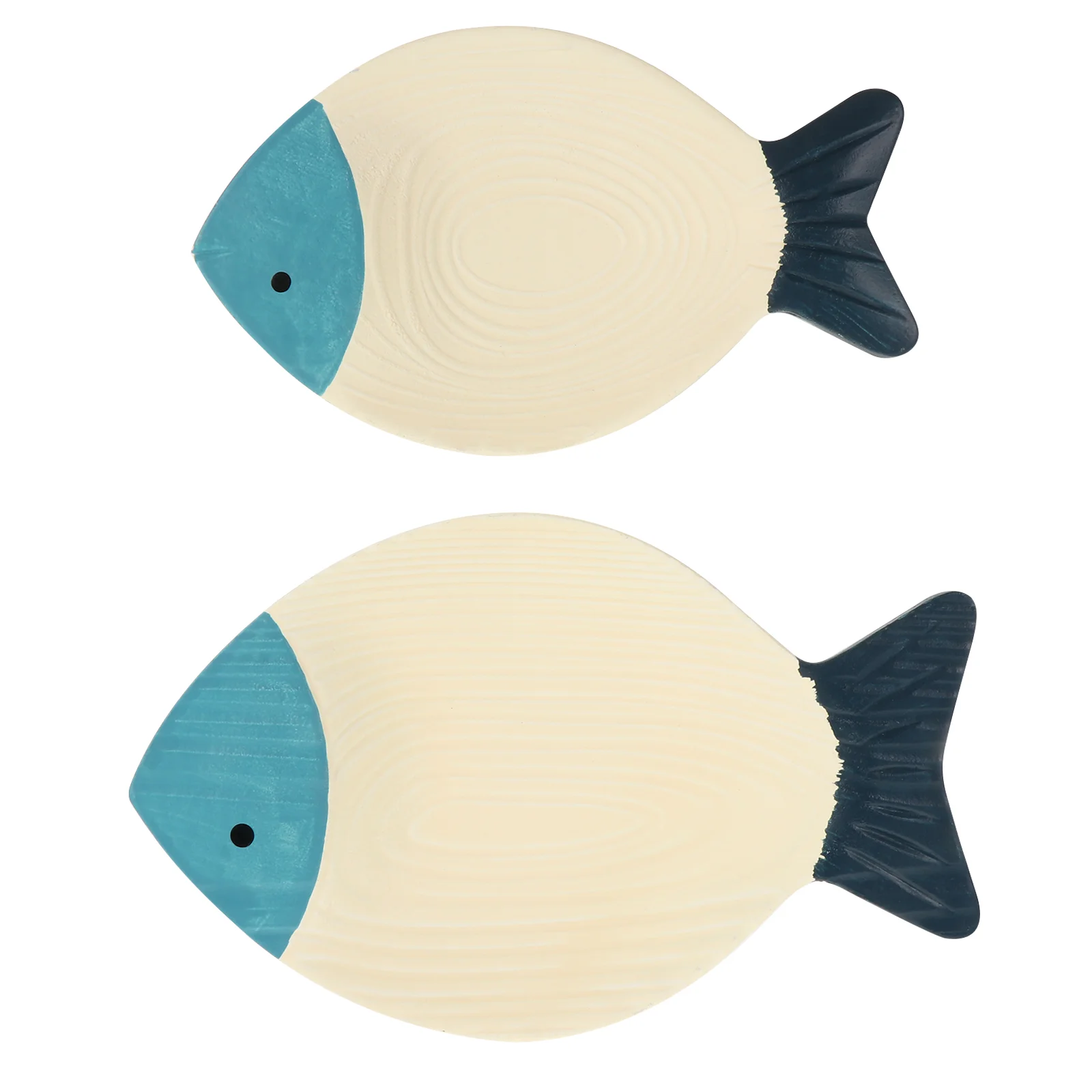 

2 Pcs Fish Wall Hanging Ornaments Outdoor Home Decor Wood Wooden Decoration Seaside
