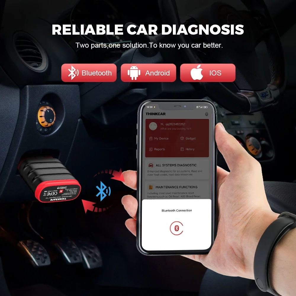 Автосканер THINKCAR THINKSAFE OBD2 диагностический инструмент для диагностики автомобиля