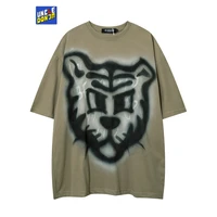 uncledonjm tiger graffiti print short sleeve t shirt men harajuku style summer loose men couple t shirt hip hop graphic tops
