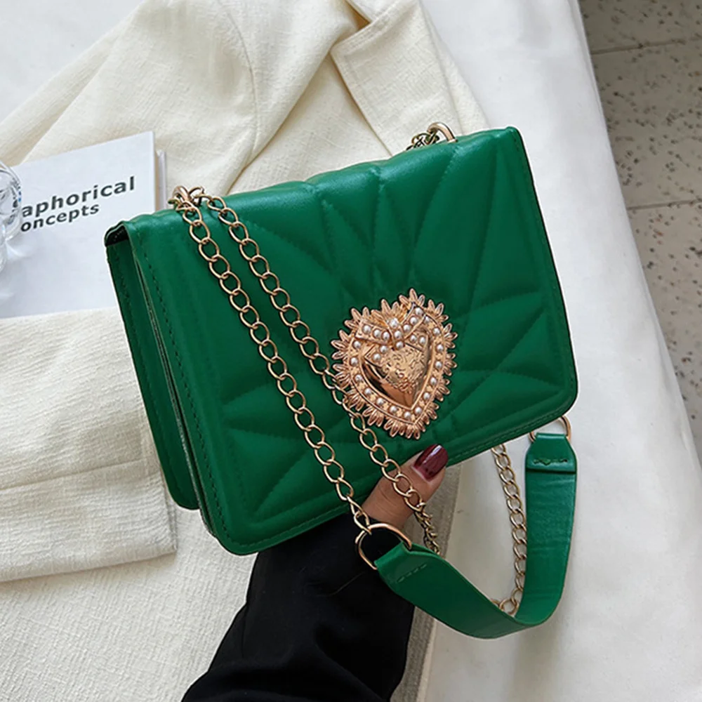 

Popular Temperament Retro Shoulder Bags For Female Love Buckle Messenger Bags 2023 Chain Sewing Thread Elegant Bags