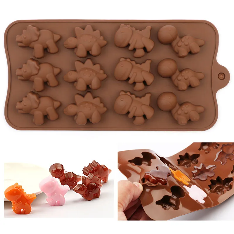 

Chocolate Mold Cartoon Animal Lion Bear Dinosaur Candy Ice Cubes Children's Food Supplement Party Silicone Baking Cake Tools New