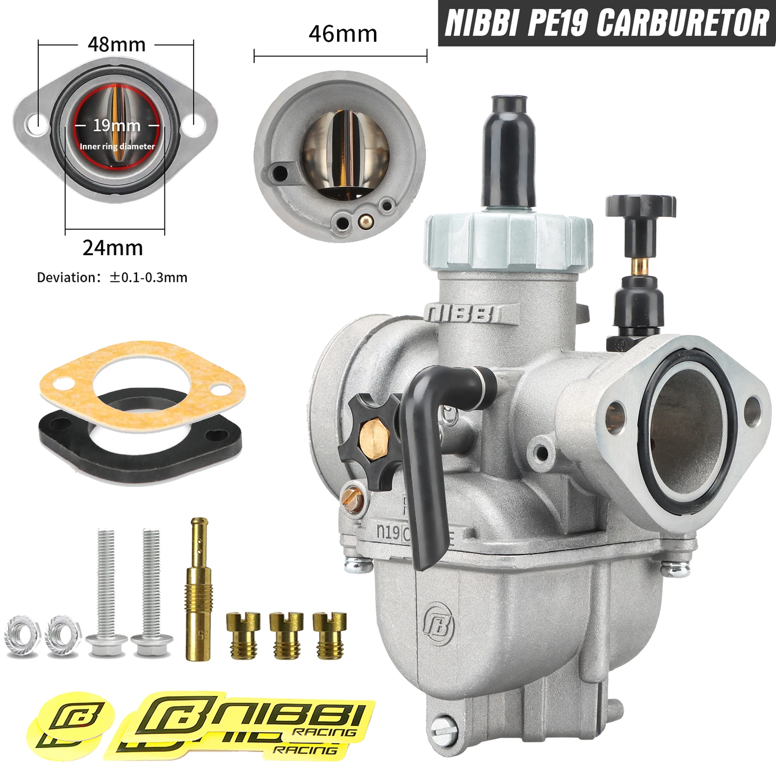 

NIBBI 2T 4T карбюратор для мотоцикла PE17 19 22 24 26 28 мм фланцевый карбюратор с форсунками для двигателя GY6 YAMAHA Honda ATV 50cc-350cc