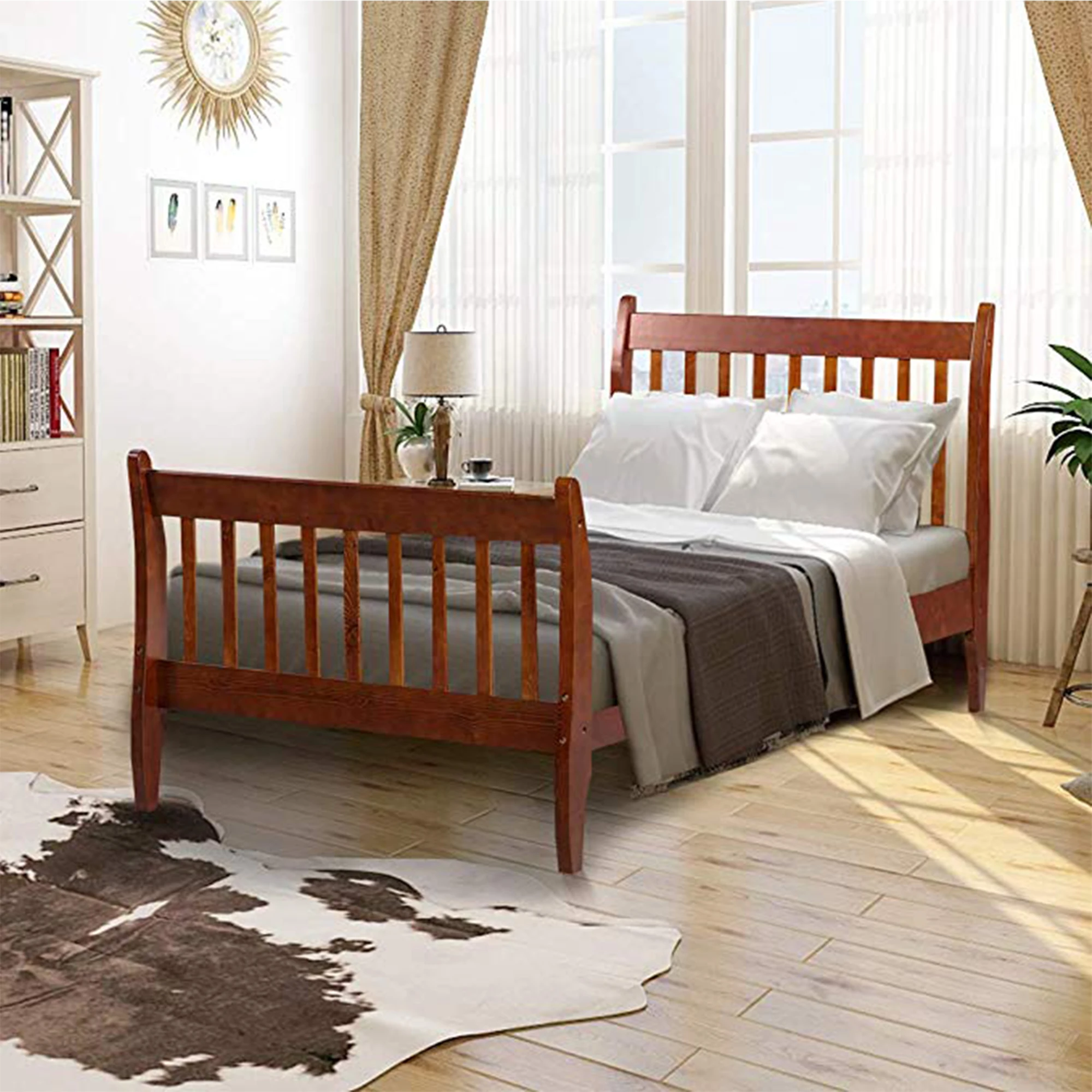 Platform Mattress Foundation With Solid Wood Slat Support Walnut/espresso/white[us-stock]
