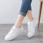 Кроссовки женские из сплит-кожи, массивные, на шнуровке, повседневная обувь на платформе, белые