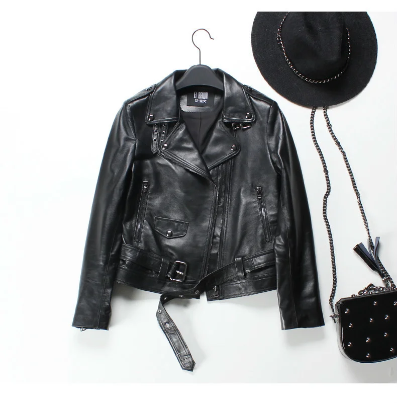 

2023Leather jacket,Autumn Jacket Women Sheepskin Coat Leather Jacket Women Moto Jacket Women Female Coats Spring Women Clothes B