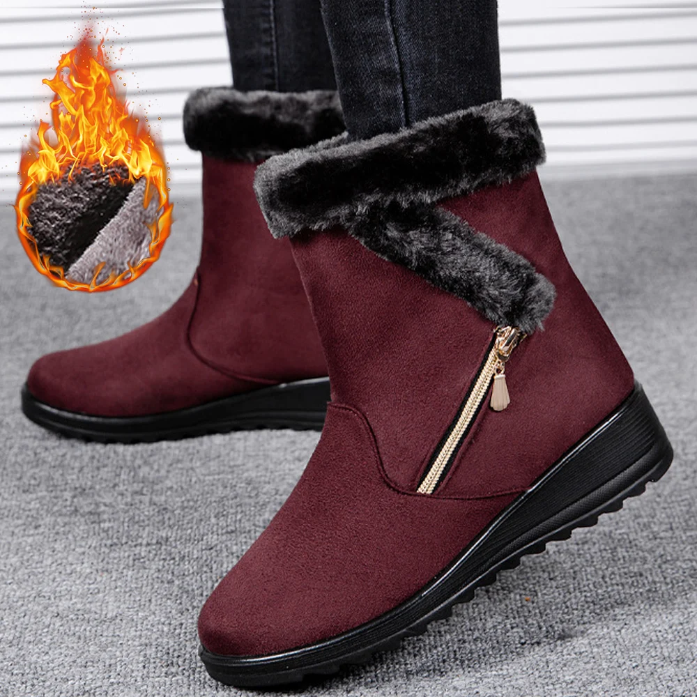 Women Boots Warm Fur Snow Boots Fashion Casual Women Shoes Plus Size Ankel Boots Non-Slip Female Boots