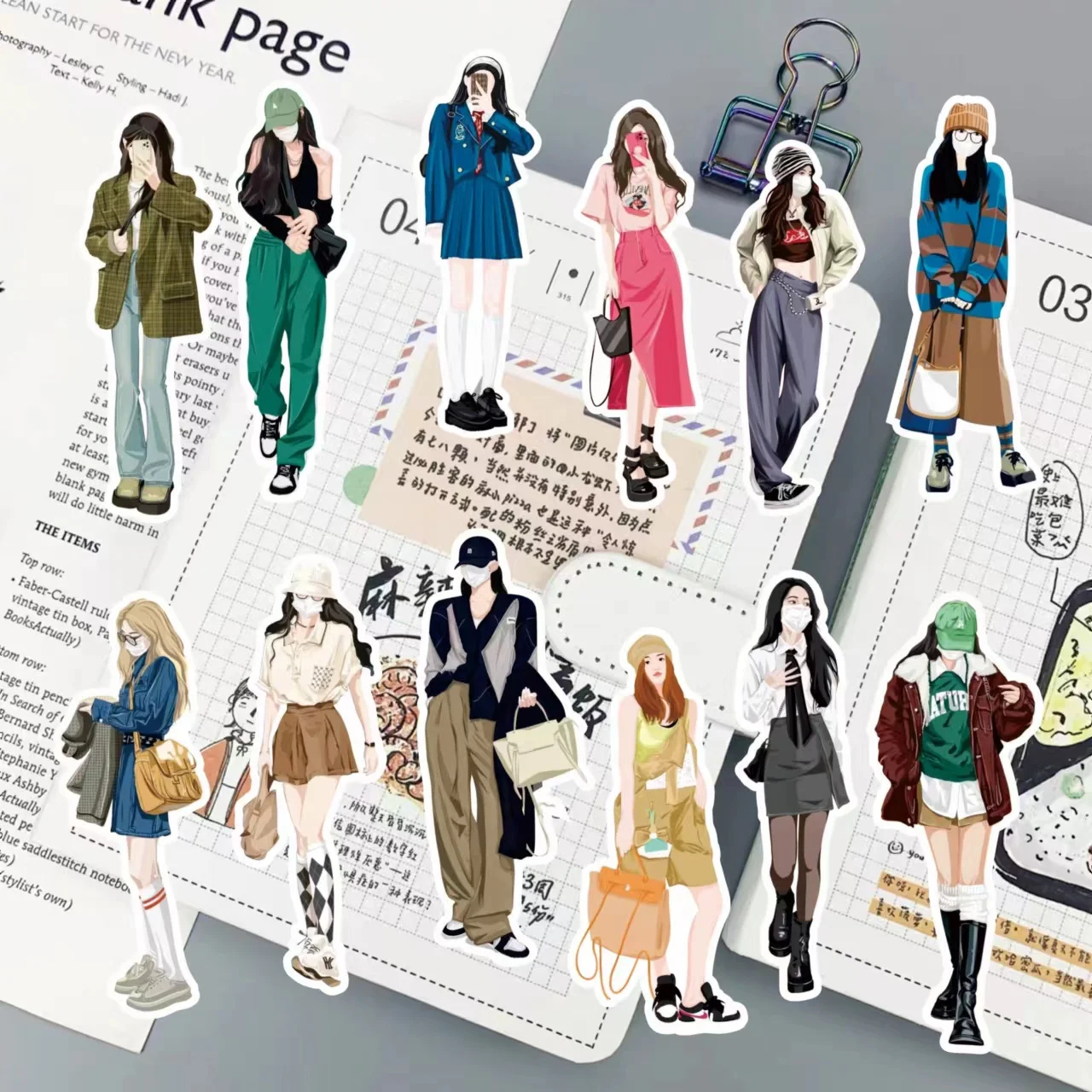 

58pcs Fashion Character Stickers DIY Scrapbooking Journal Collage Diary Album Characters Clothing Decoration Stickers