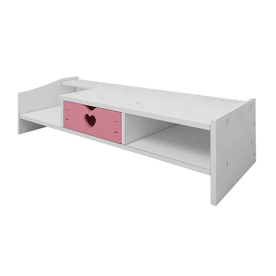 

Desktop Computer Elevated Rack Desk Desktop Keyboard Storage Rack Monitor Raised 11.2CM Single-Drawer Bracket White+Pink