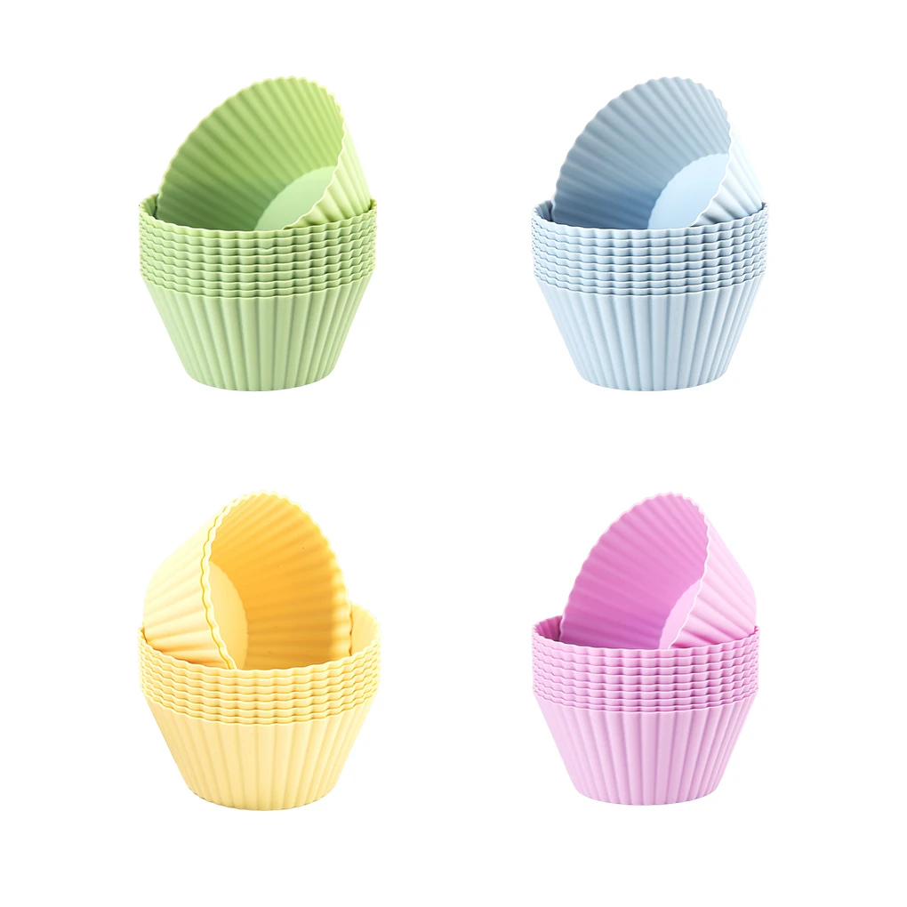 

50 штук силиконовая форма для кексов круглая форма для кексов многоразовые инструменты для украшения торта яичная посуда для выпечки для свадьбы абрикосовый