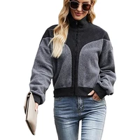 cydnee classic springwinter cropped jacket stitching zipper cardigan thickened warmth stand collar jacket women tweed jacket