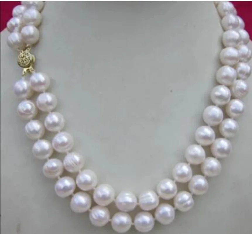 

DOUBLE STRANDS 11-13MM SOUTH SEA WHITE BAROQUE PEARL NECKLACE 20"
