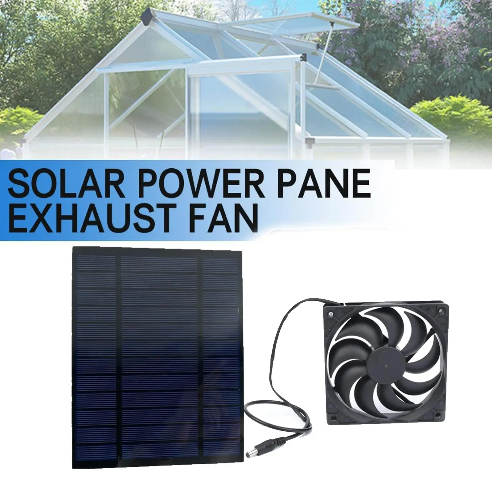 

12V Solar Exhaust Fan Air Extractor 5.7 Inch Mini Ventilator Solar Panel Powered Fan for Dog Chicken House Greenhouse RV