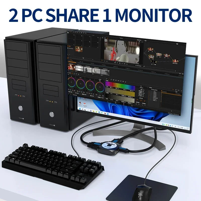 Unnlink HDMI VGA-переключатель 2x1 + VGA в видеокоммутатор 1080P 60 Гц конвертер 2 1 выход