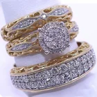 кольца кольцо женское парные кольца обручальные кольца 3 шт.компл. модное свадебное кольцо невесты с натуральным цирконом и камнем-талисманом