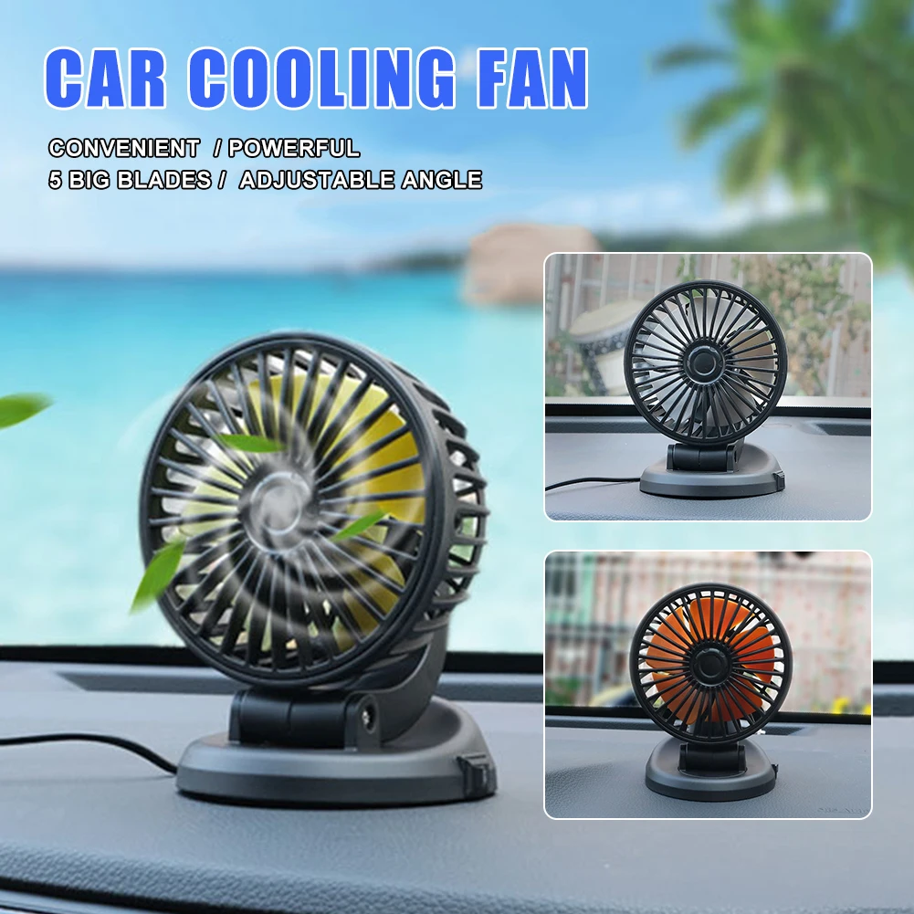 

Car Fan 12V 24V USB Car Cooling Fan Adjustable Angle Dashboard Car Cooler Summer 5 Blades Auto Interior for Car Truck Van SUV
