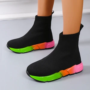2022 Brand Unisex Socks Shoes Breathable High-top Women Shoes Flats Fashion Sneakers Stretch Fabric  in Pakistan