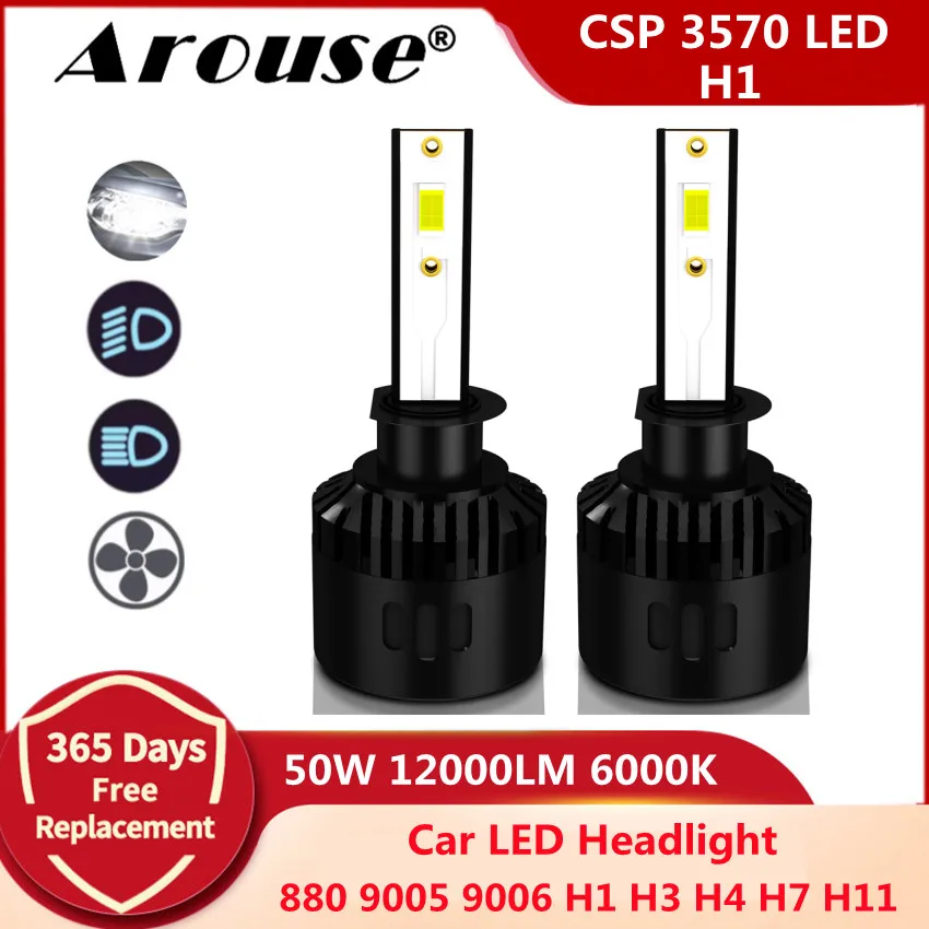 

50W 12000LM H1 Car Light H7 Led Bulbs 9005 9006 H4 Led Headlight 6000K CSP Car LED Headlight H11 Car Headlamp Fog Lights P2B