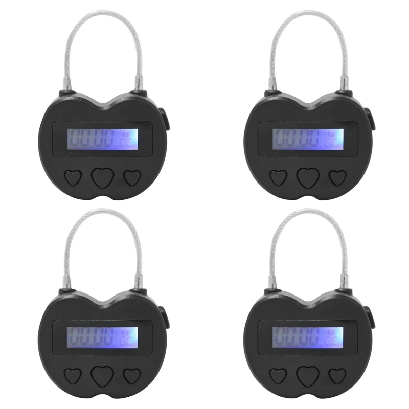

4X Smart Time Lock LCD Display Time Lock Multifunction Travel Electronic Timer,USB Rechargeable Temporary Timer Padlock