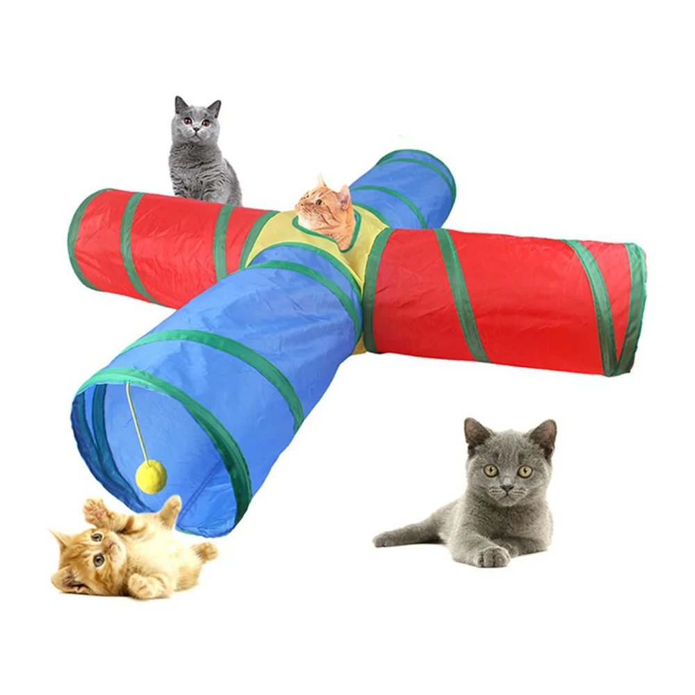 Радужный четырехсторонний туннель игрушка для кошек дракона котят