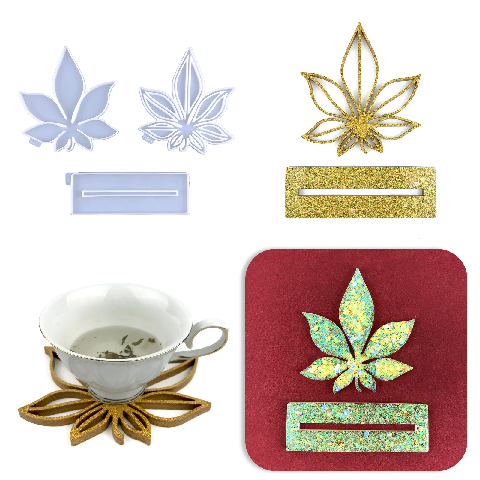 Maple Leaf Ornament Epoxy Resin Mold DIY Wall Pendant Decorative Hollow Coaster Silicone |