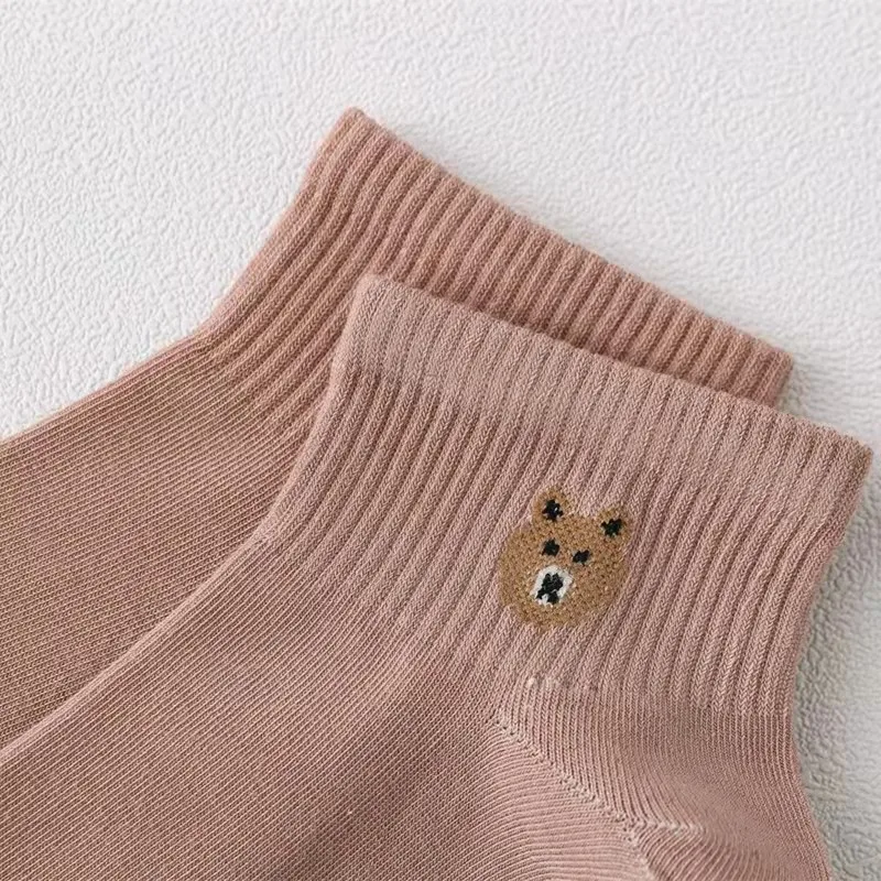 Spring And Summer Women's Socks Thin Japanese Cute Bear Boat Socks Striped Casual Wild Sports Socks Wholesale