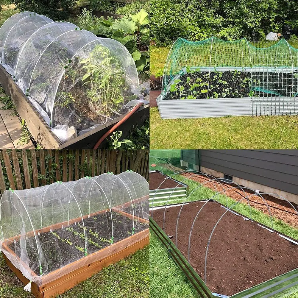 

Plant Tunnel Arches Plant Support Tunnel Hoops Clamps Connectors Fibreglass Tyres For Raised Bed Greenhouse Set