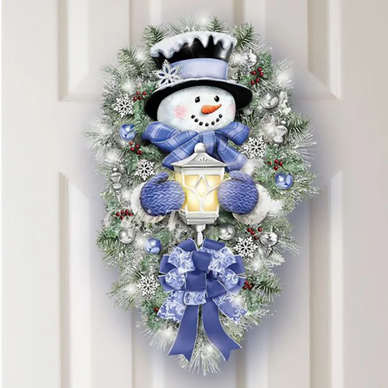 

2022 Наклейка-гирлянда со снеговиком для дома и улицы, цветок на окно, новогодние и рождественские аксессуары, украшение на дверь и стену, вече...