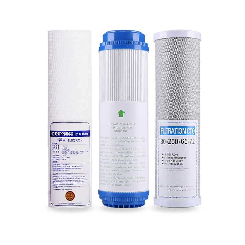 

PP Cotton Filter+10inch Water Purifier Filter UDF Granular Activated Carbon Filter+CTO Compressed Carbon Reverse Osmosis