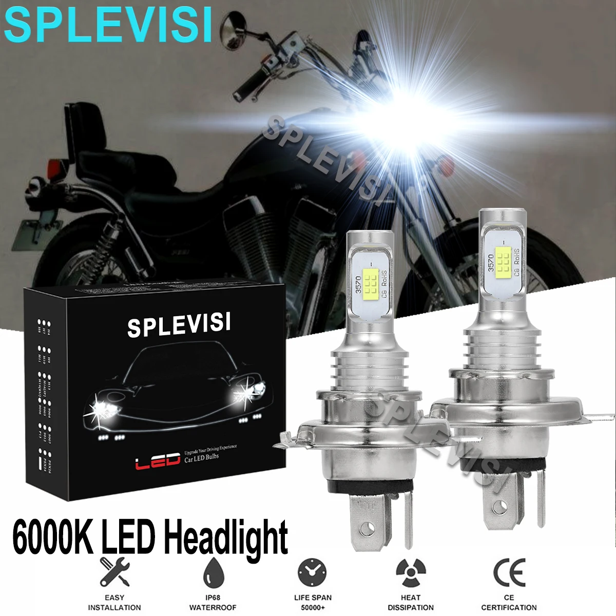 

2x70W Pure White Motorcycle Headlight For Suzuki Intruder 1400 1987-2004 Intruder 1500 1991-2004 Intruder750 1988 1989 1990-1991