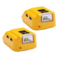 2x dcb090 suitable for dewalt 12v18v lithium battery power tool charger dual usb with 3w lamp