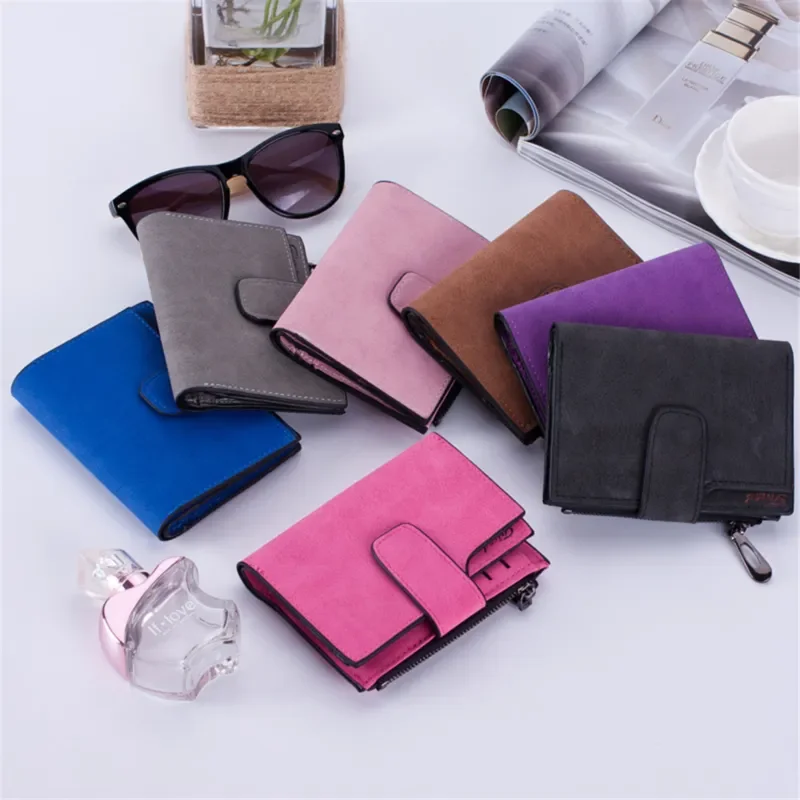 Female Purse Short Lady Letter Hasp Zipper Mini Clutch Coin Pocket Cards Holders Wallet Vintage Matte Women's Wallet