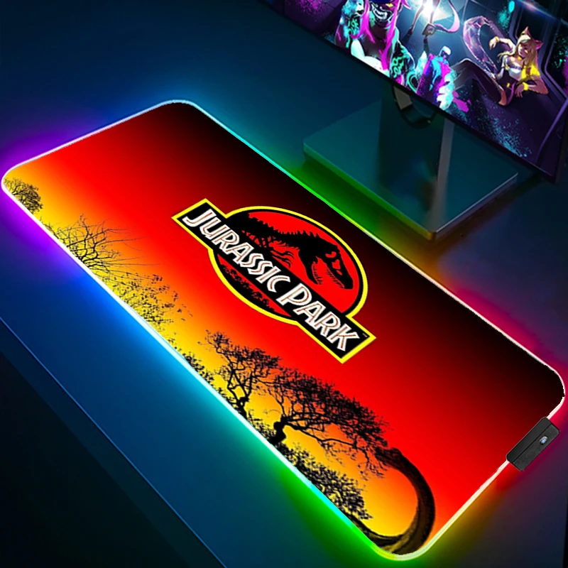 

Jurassic Park Mouse Ped Keyboard Gamer Rgb Pad 900 × 400 Desk Accessories Backlit Mat Cute Pads Company Mousepad Mause Carpet Xl
