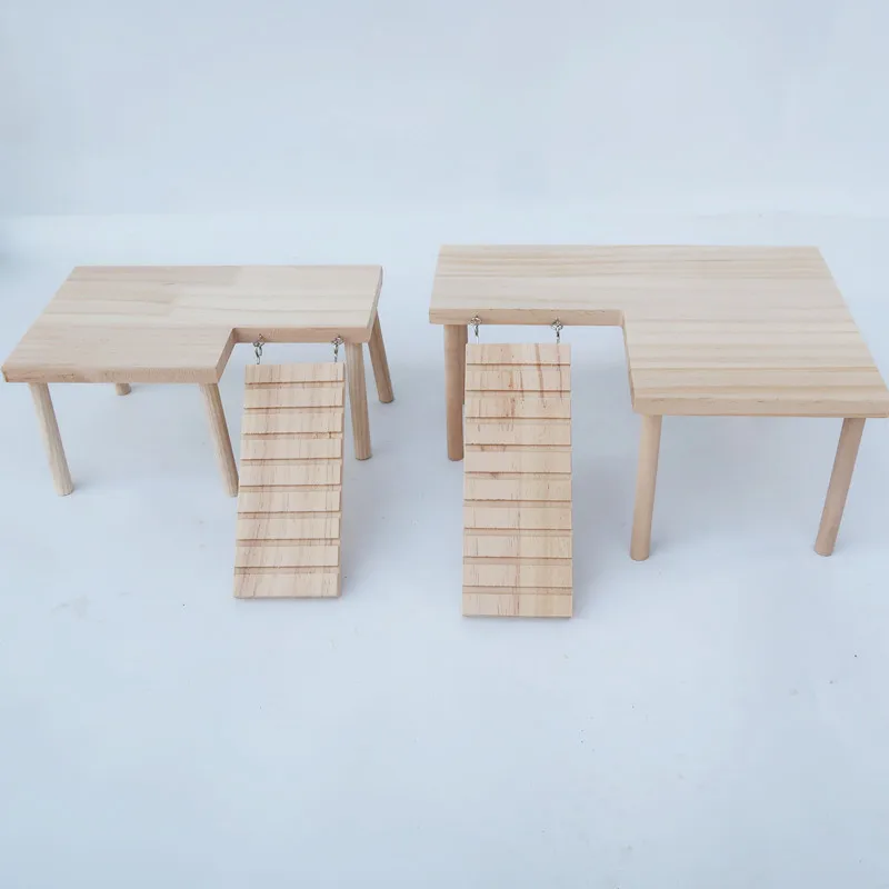 

New Hamster Supplies Toy Base Cage Solid Wood Platform Tray Gold Wire Bear Base Cage Platform Totoro Platform DIY With Ladder