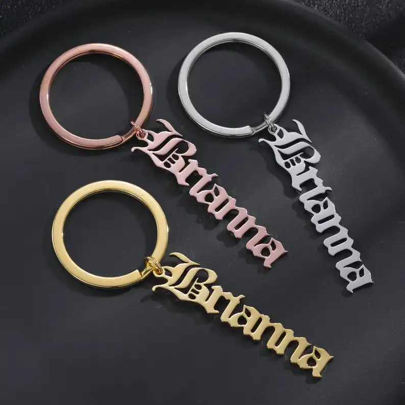 

Custom Name Keychain Personalized Stainless Steel Pendant Keychains for Women Men Customized Nameplate Keyring Jewelry Gifts