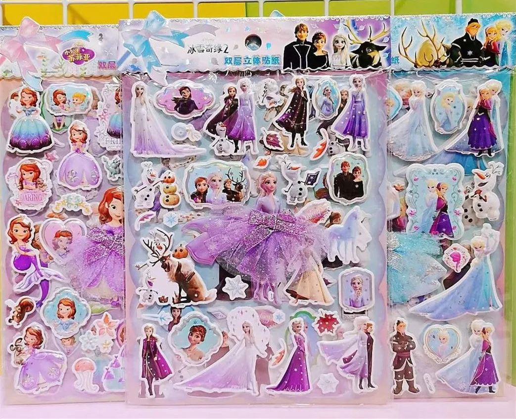 Disney Frozen Princess toy stickers little pony 3D Stickers for kids Cute Cartoon Children's reward girls boy gifts |