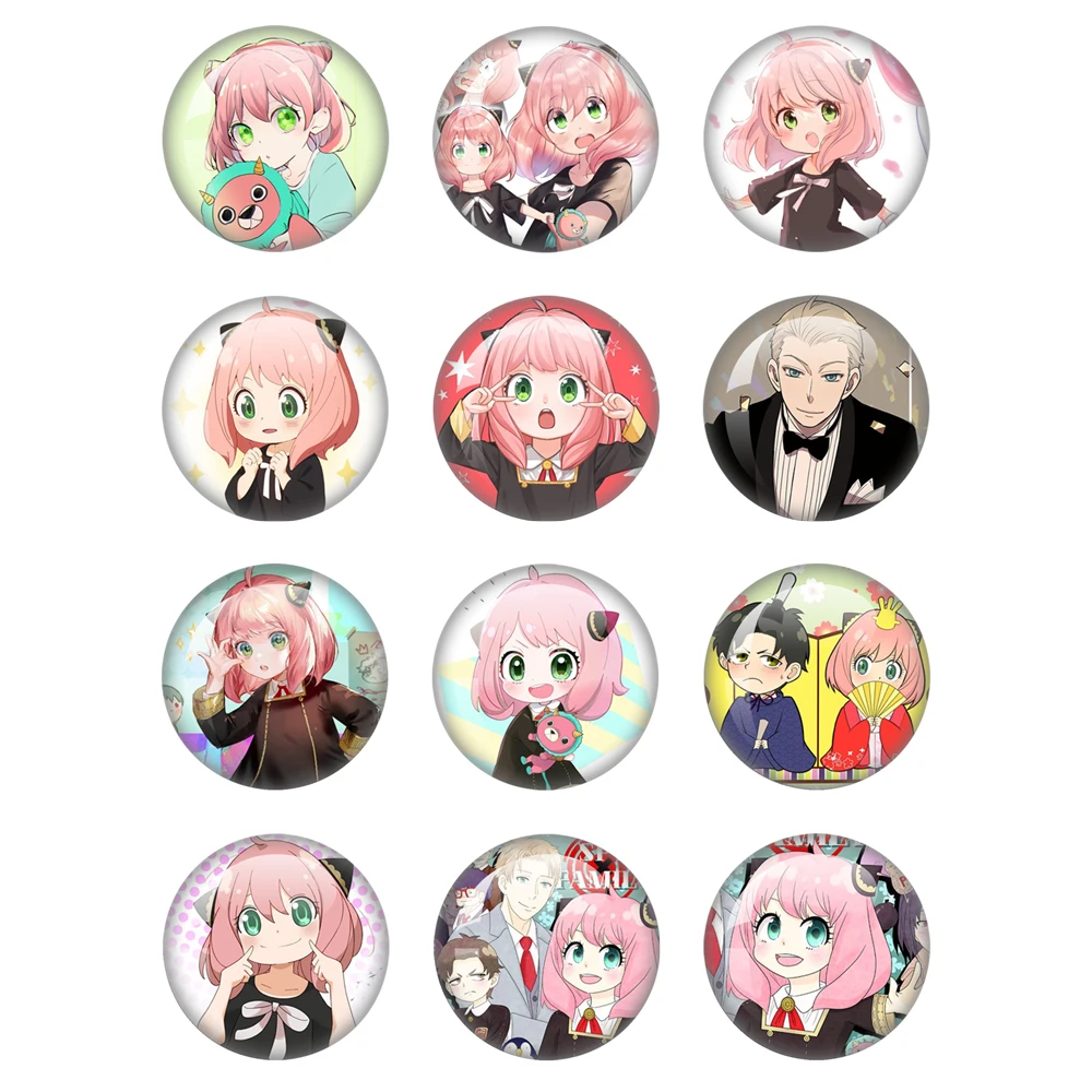 

Spy X Family Cute Anime Anya Round Glass Photo 12mm-40mm Cabochon Demo Flat Back Making Findings