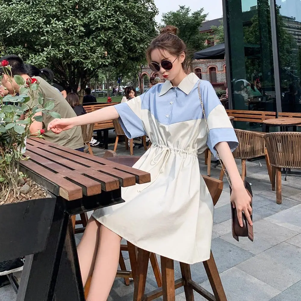 

Осень 2022, свежее и милое платье-рубашка в гонконгском стиле с лесом